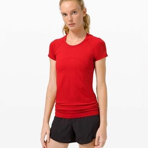 SOLD!!!!!!!!!          Lululemon Swiftly Tech Short Sleeve Shirt 2.0  size 2 red